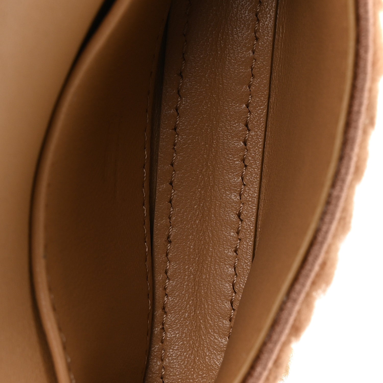 Shearling Nano Maxi Buckle Baguette Charm Camel