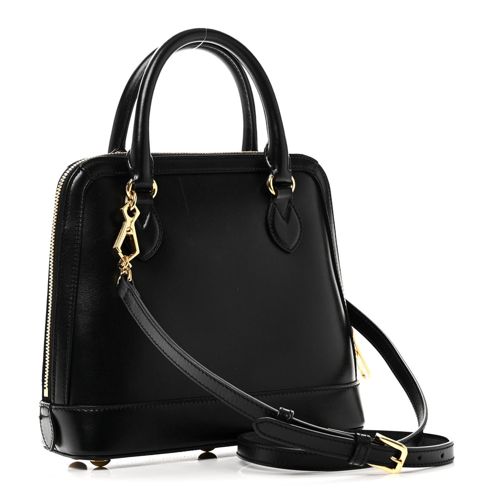 Boarded Plutone Calfskin Small Horsebit 1955 Top Handle Bag Black