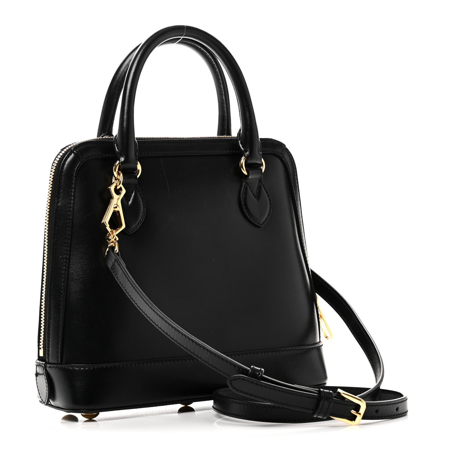 Boarded Plutone Calfskin Small Horsebit 1955 Top Handle Bag Black