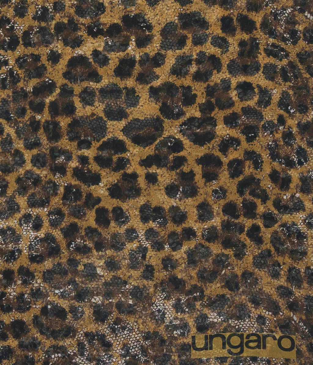 Ungaro UN7018 S7802 Animal Print Brown Silk Scarf