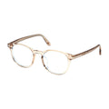 Tom Ford Eyeglasses Round Full Rim, Shiny Light Brown Frame and Clear Demo Lenses Lens FT5795-K-B045