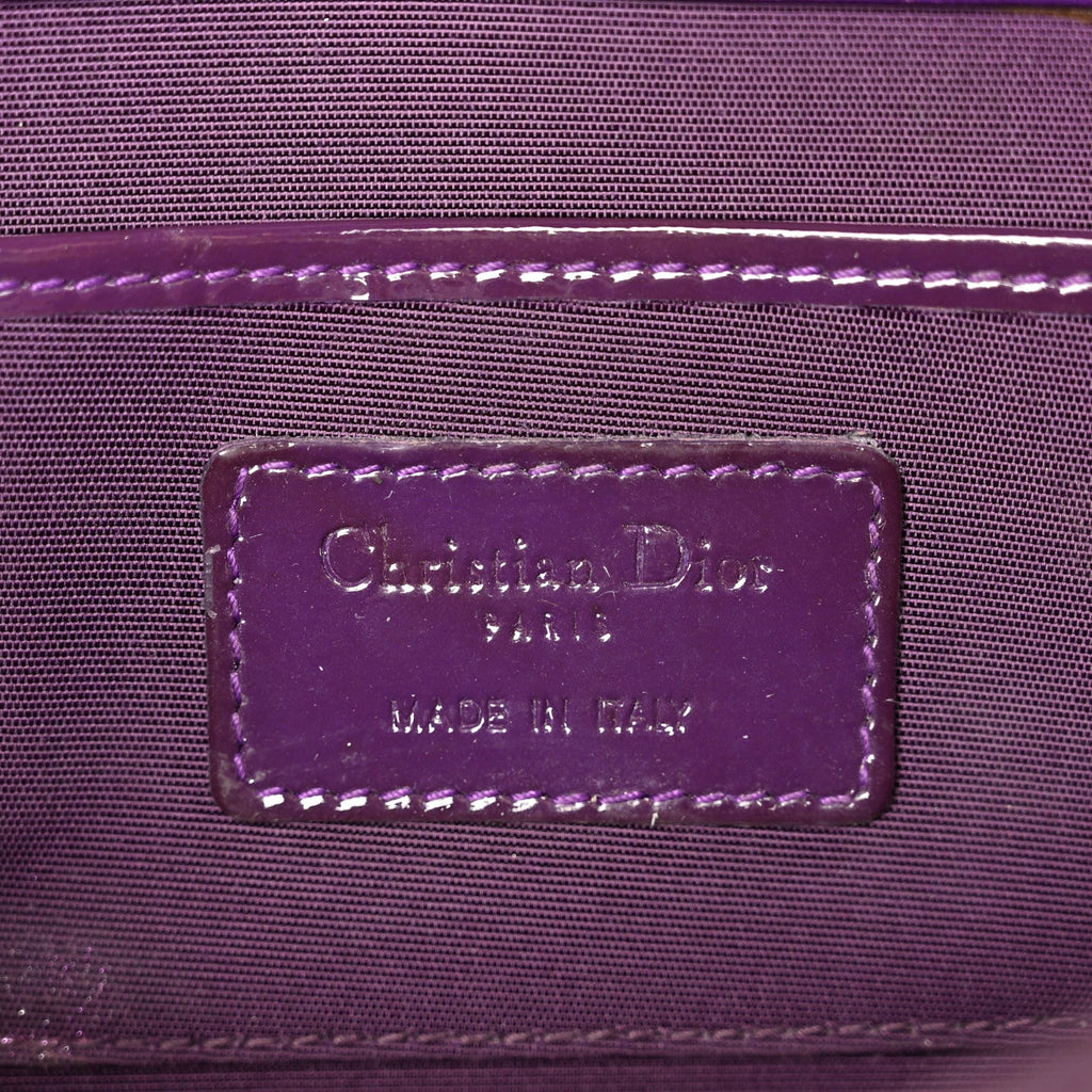 Patent Cannage Lady Dior Convertible Clutch Purple