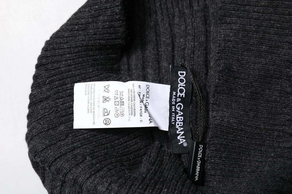 Dolce & Gabbana Black Cashmere Knitted Neck Warmer Foulard Men's Scarf