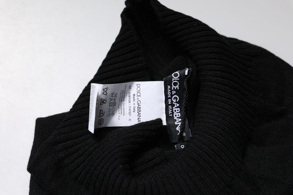 Dolce & Gabbana Black Cashmere Knitted Neck Warmer Foulard Men's Scarf