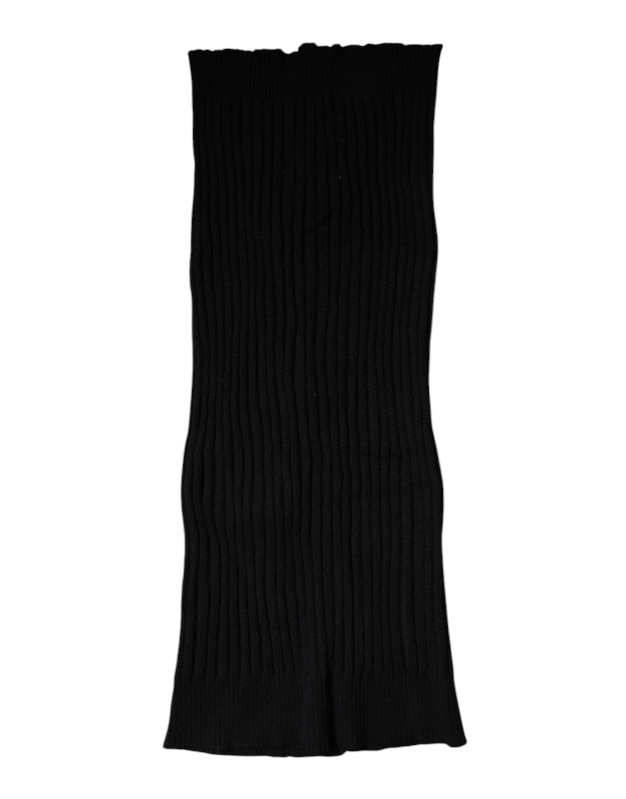 Dolce & Gabbana Black Cashmere Knitted Neck Warmer Foulard Men's Scarf