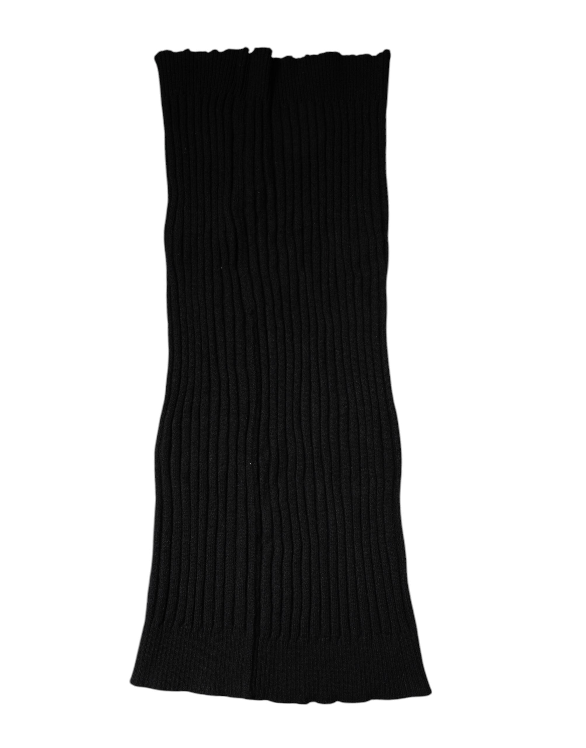 Dolce & Gabbana Black Cashmere Knitted Neck Warmer Foulard Men's Scarf