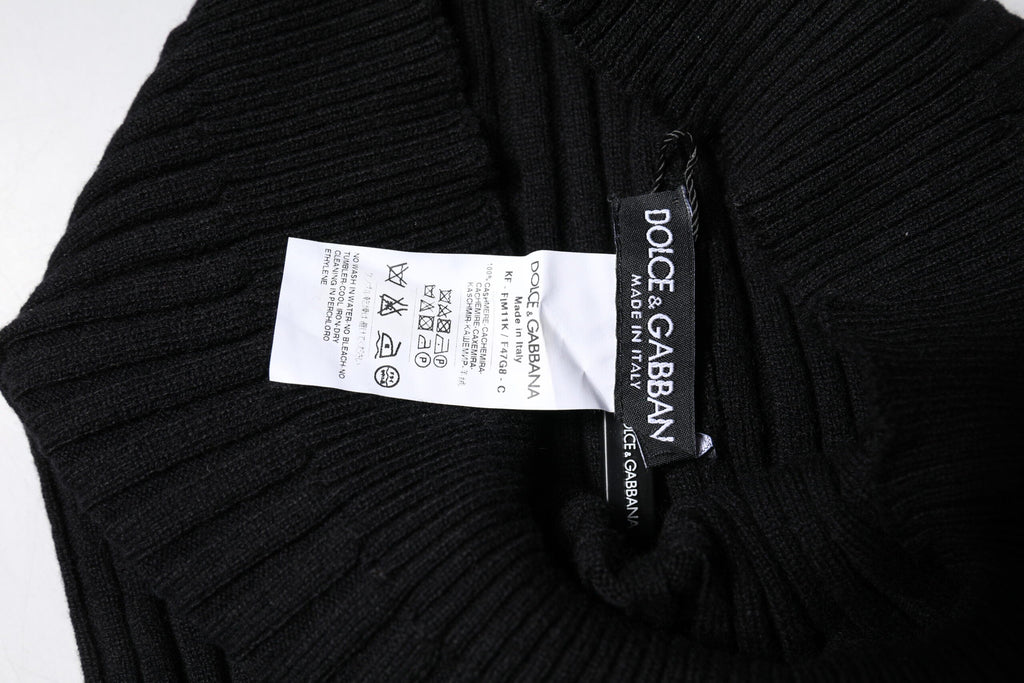 Dolce & Gabbana Black Cashmere Knitted Neck Warmer Foulard Men's Scarf