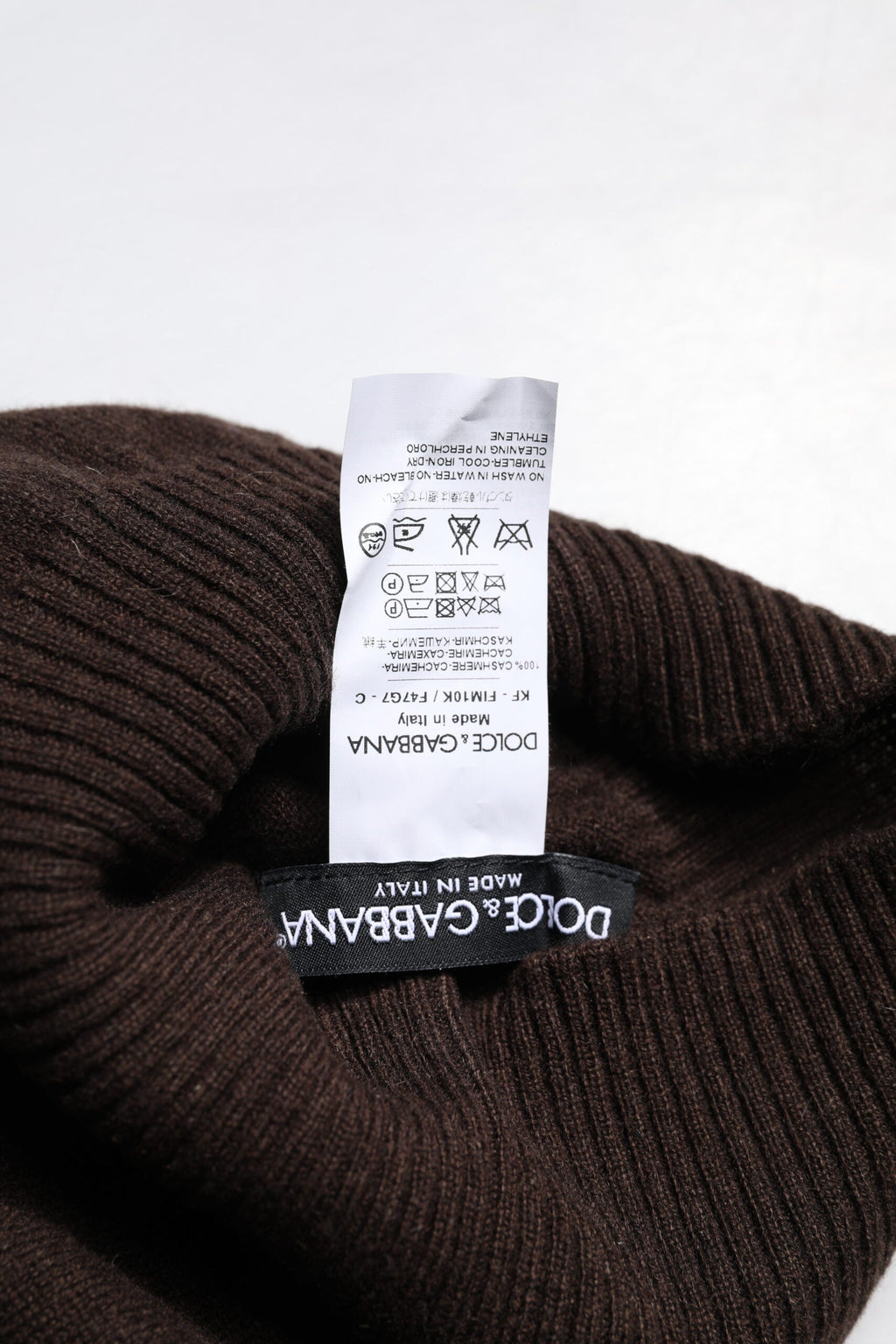 Dolce & Gabbana Brown Cashmere Knitted Neck Warmer Foulard Men's Scarf