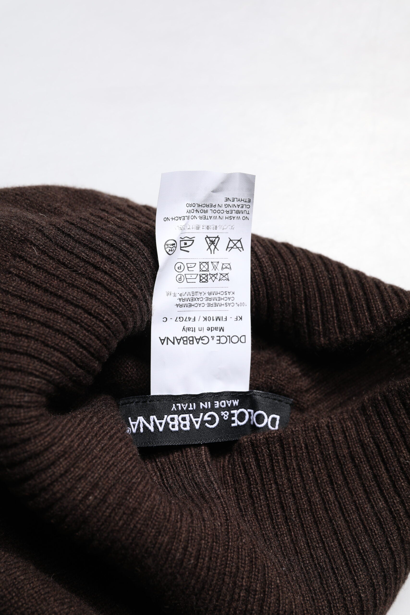 Dolce & Gabbana Brown Cashmere Knitted Neck Warmer Foulard Men's Scarf