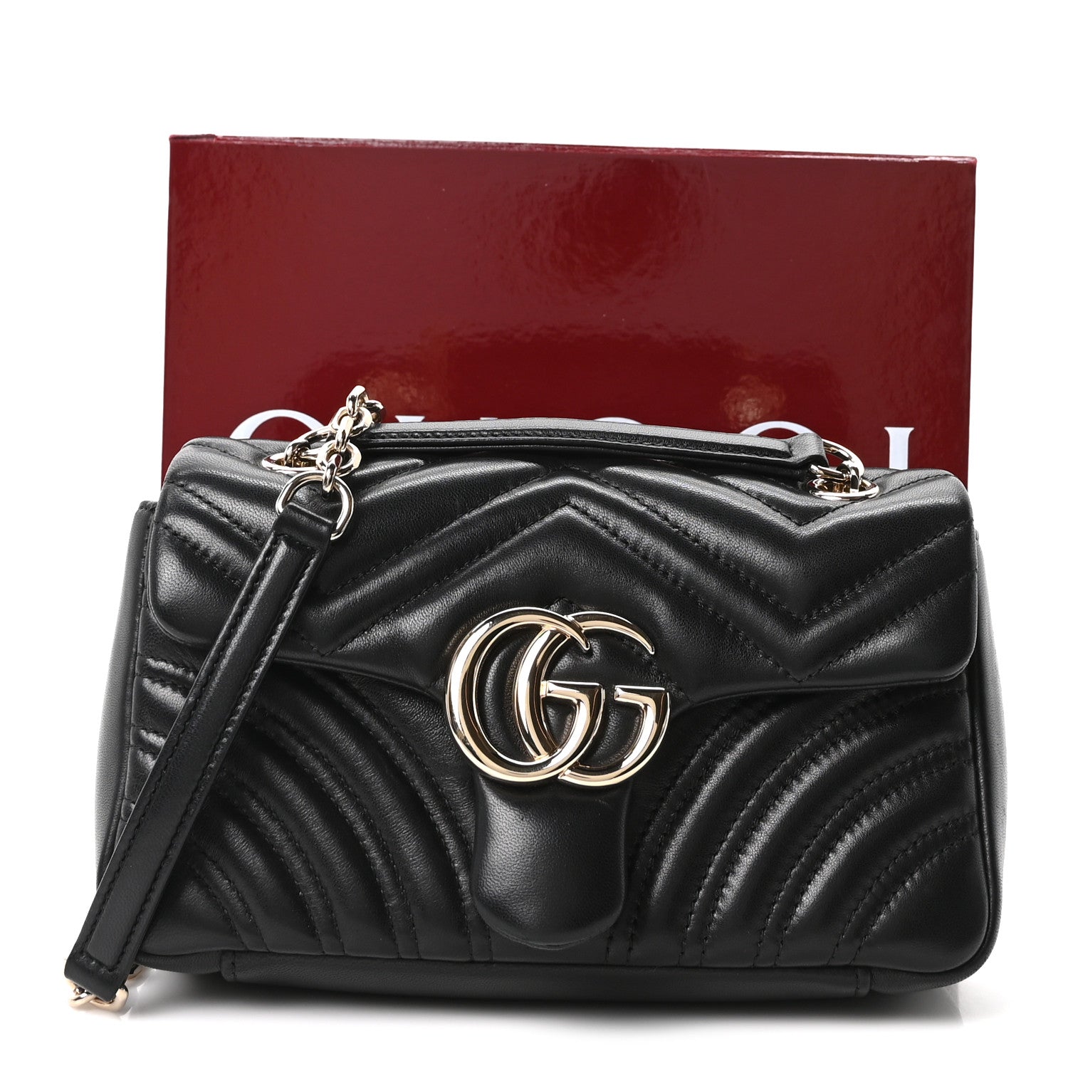 Lambskin Matelasse Small GG Marmont Shoulder Bag Black