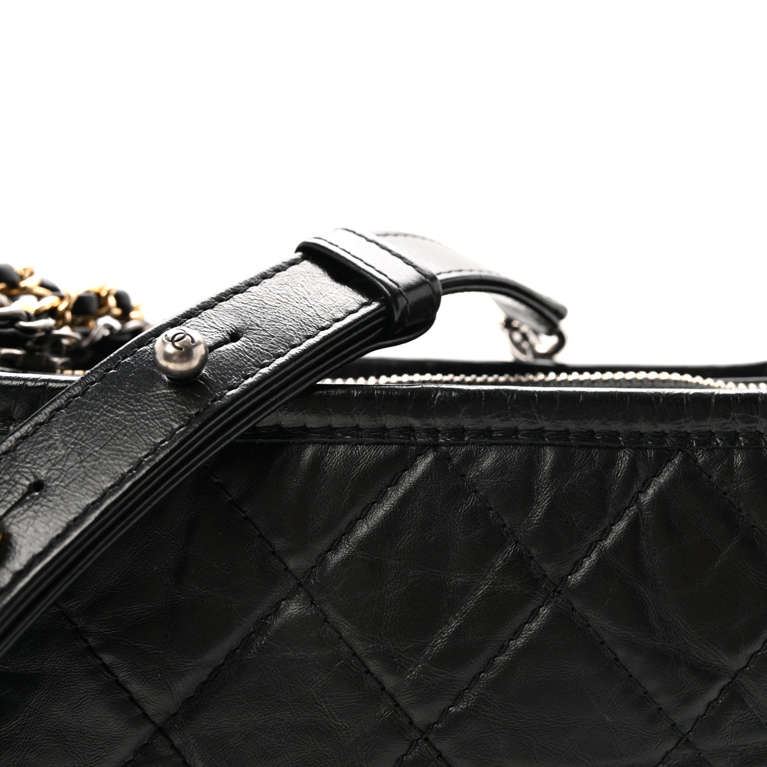 Aged Calfskin Quilted Small Gabrielle Hobo Black