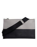Dolce & Gabbana Black White Leather Logo Embossed Crossbody Men's Bag