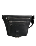 Dolce & Gabbana Black Calfskin Logo Plaque Belt Waist Men Fanny Pack Men's Bag