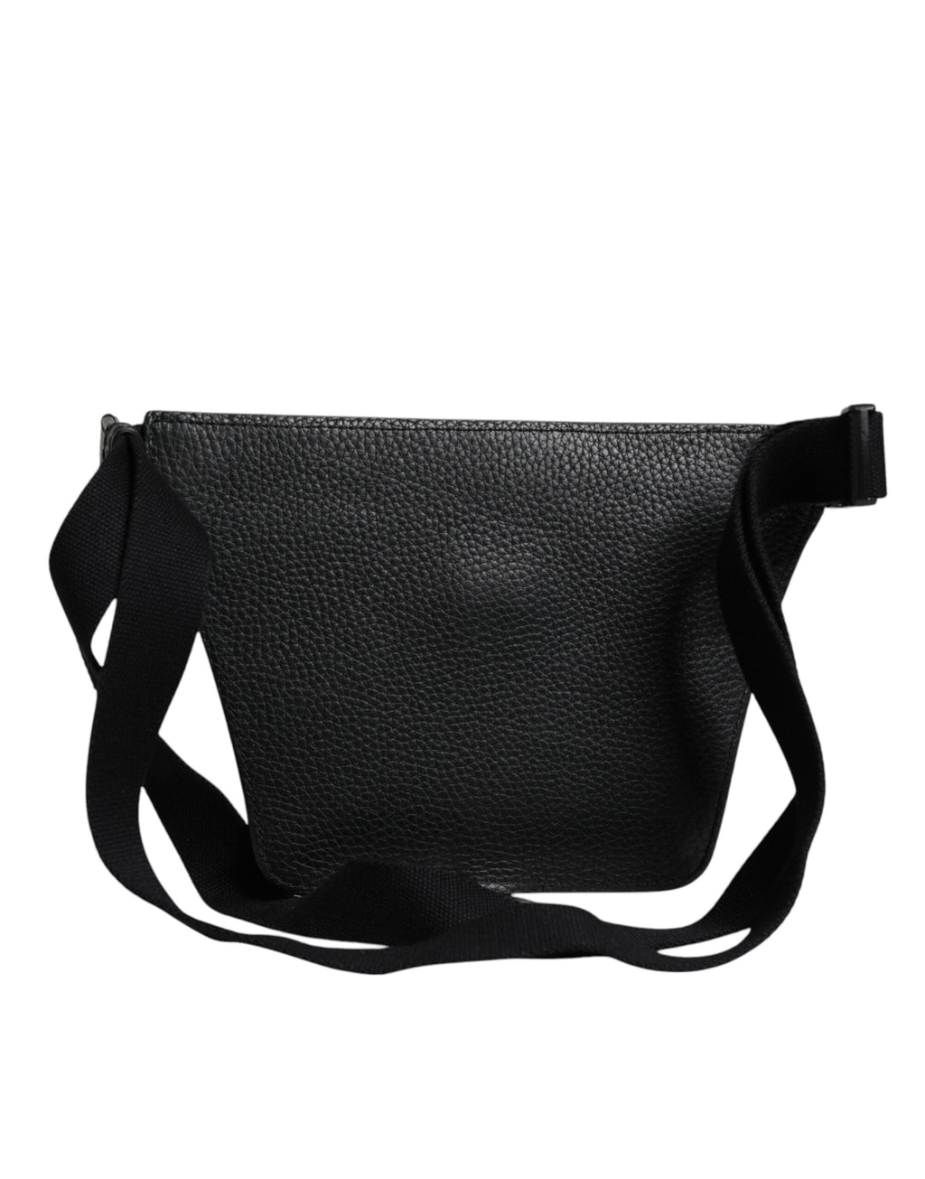 Dolce & Gabbana Black Calfskin Logo Plaque Belt Waist Men Fanny Pack Men's Bag