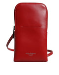 Dolce & Gabbana Red Leather Purse Phone Sling Crossbody Neck Strap Men's Bag