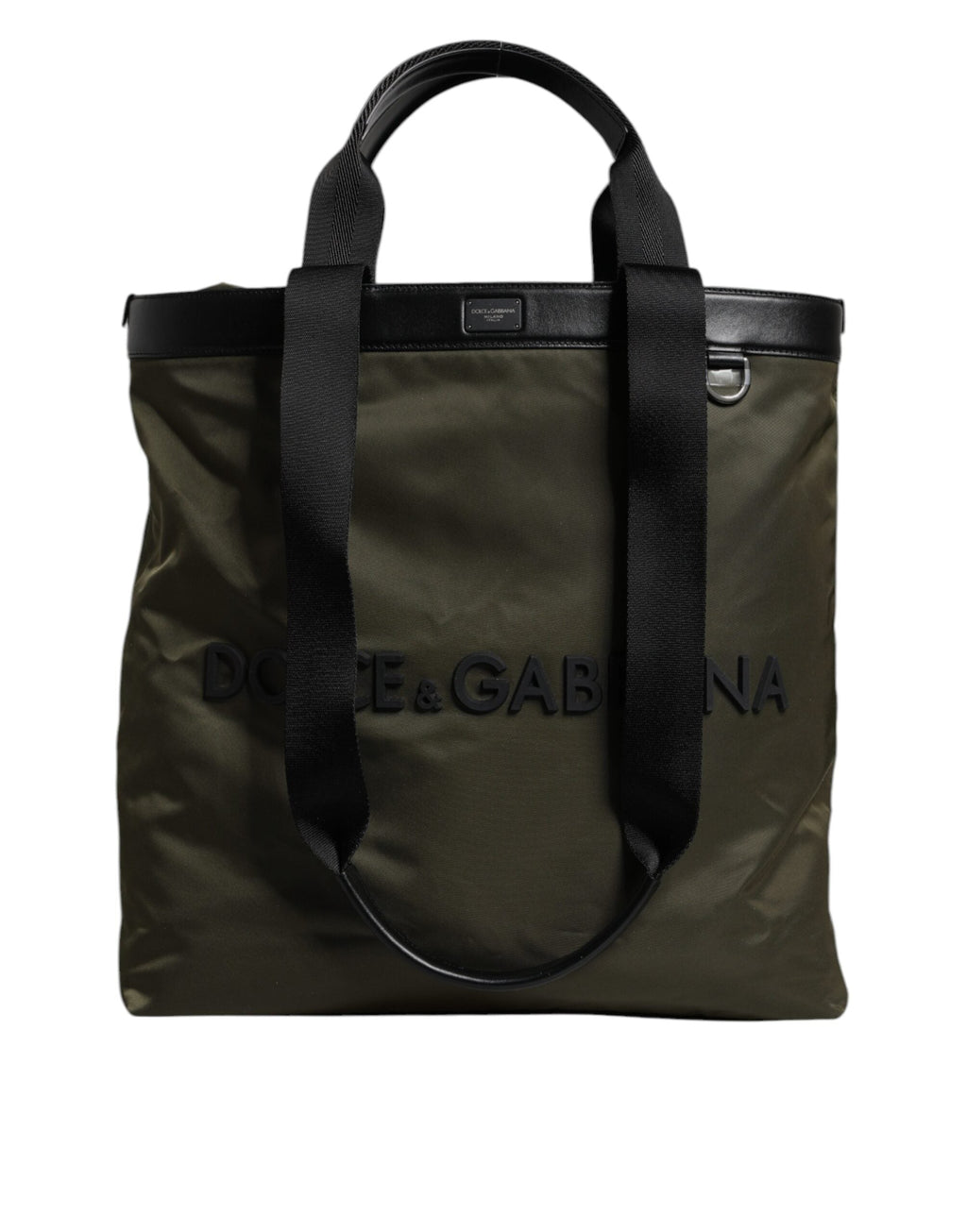 Dolce & Gabbana Military Green Nylon Shoulder Strap Tote Men's Bag