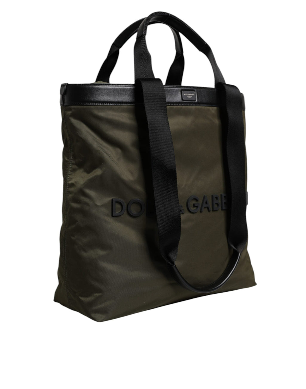 Dolce & Gabbana Military Green Nylon Shoulder Strap Tote Men's Bag