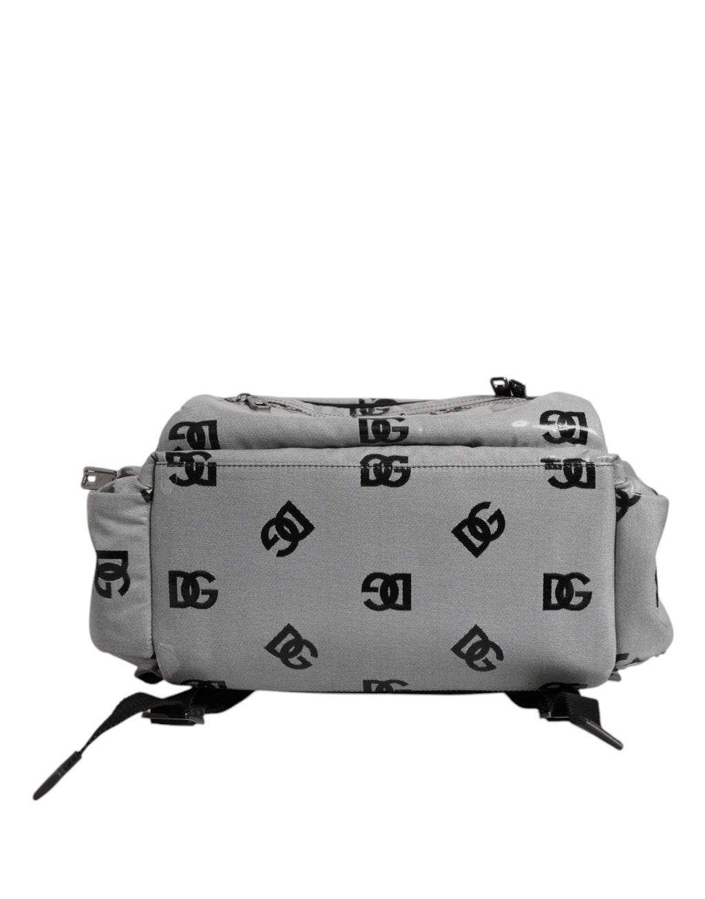 Dolce & Gabbana Polyester Gray Black DG Logo Plaque Backpack Men's Bag