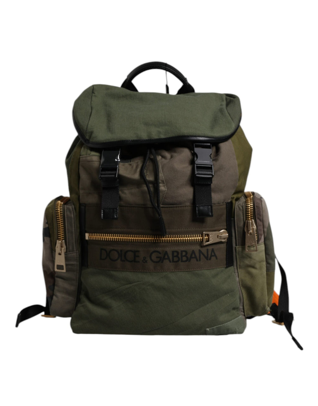 Dolce & Gabbana Military Green Patchwork Travel Backpack Men's Bag