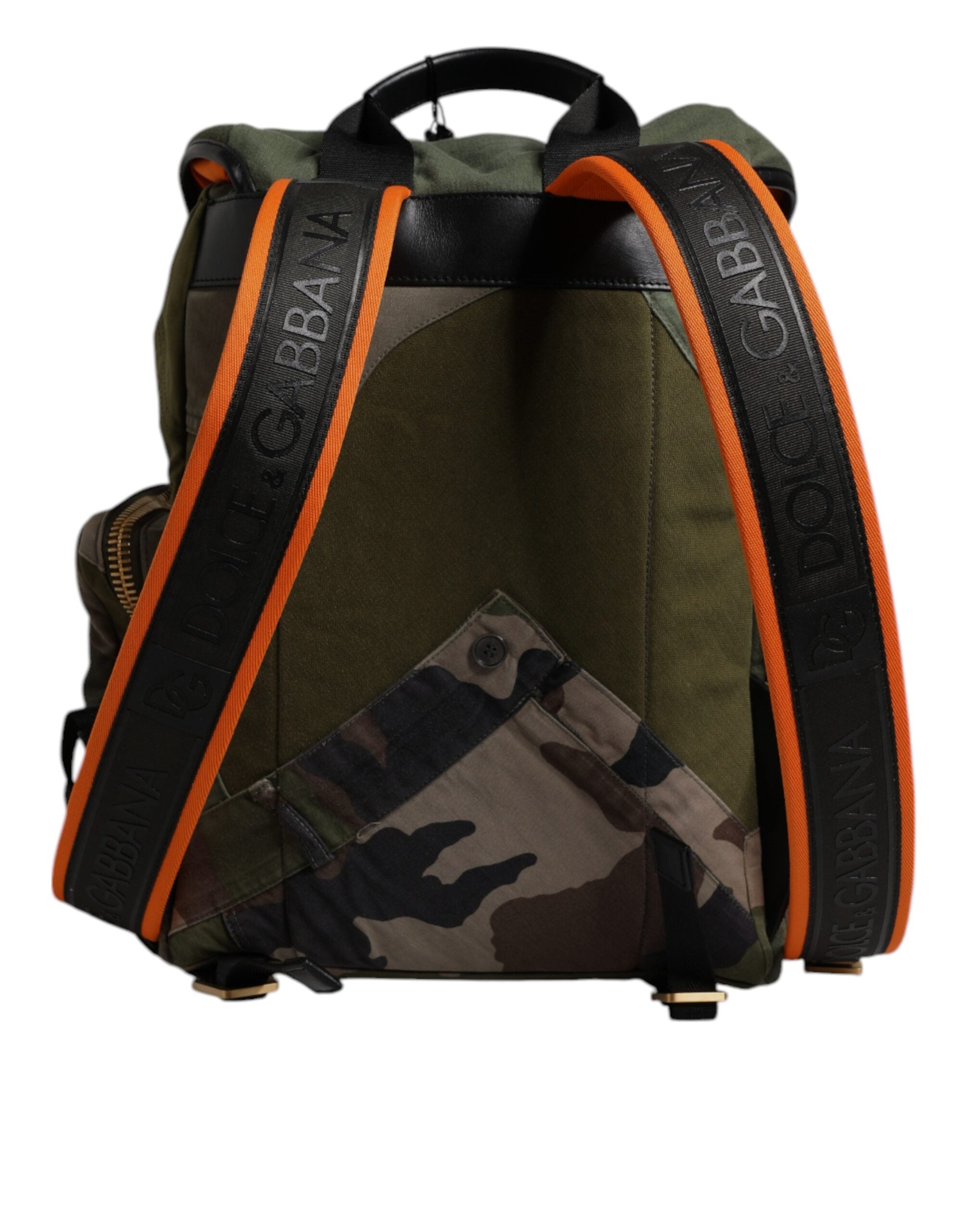 Dolce & Gabbana Military Green Patchwork Travel Backpack Men's Bag