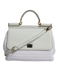 Dolce & Gabbana White Rafia Leather Top Handle Crossbody Women's Bag ( )