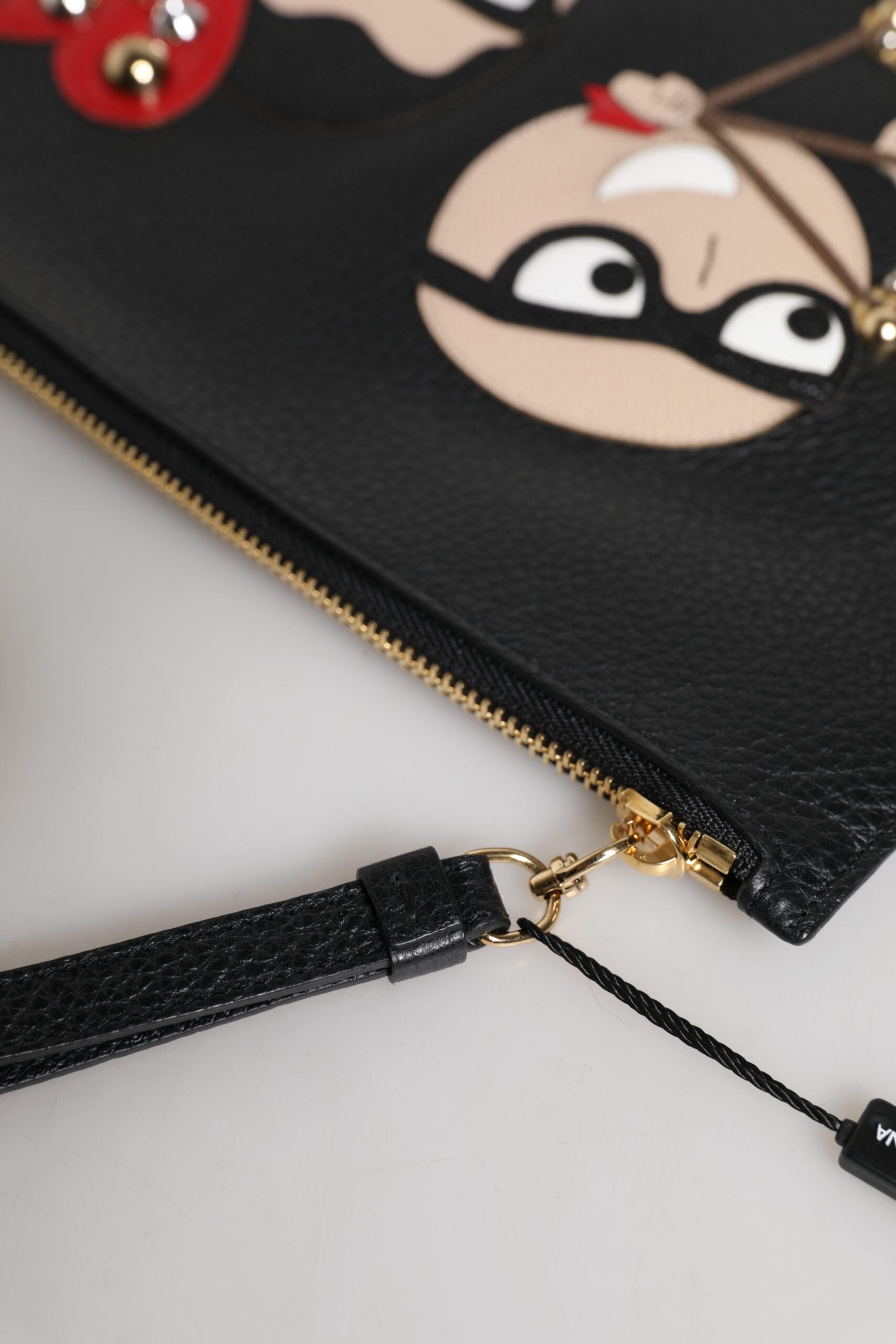Dolce & Gabbana Black #DGFamily Embellished Leather Clutch Women's Bag