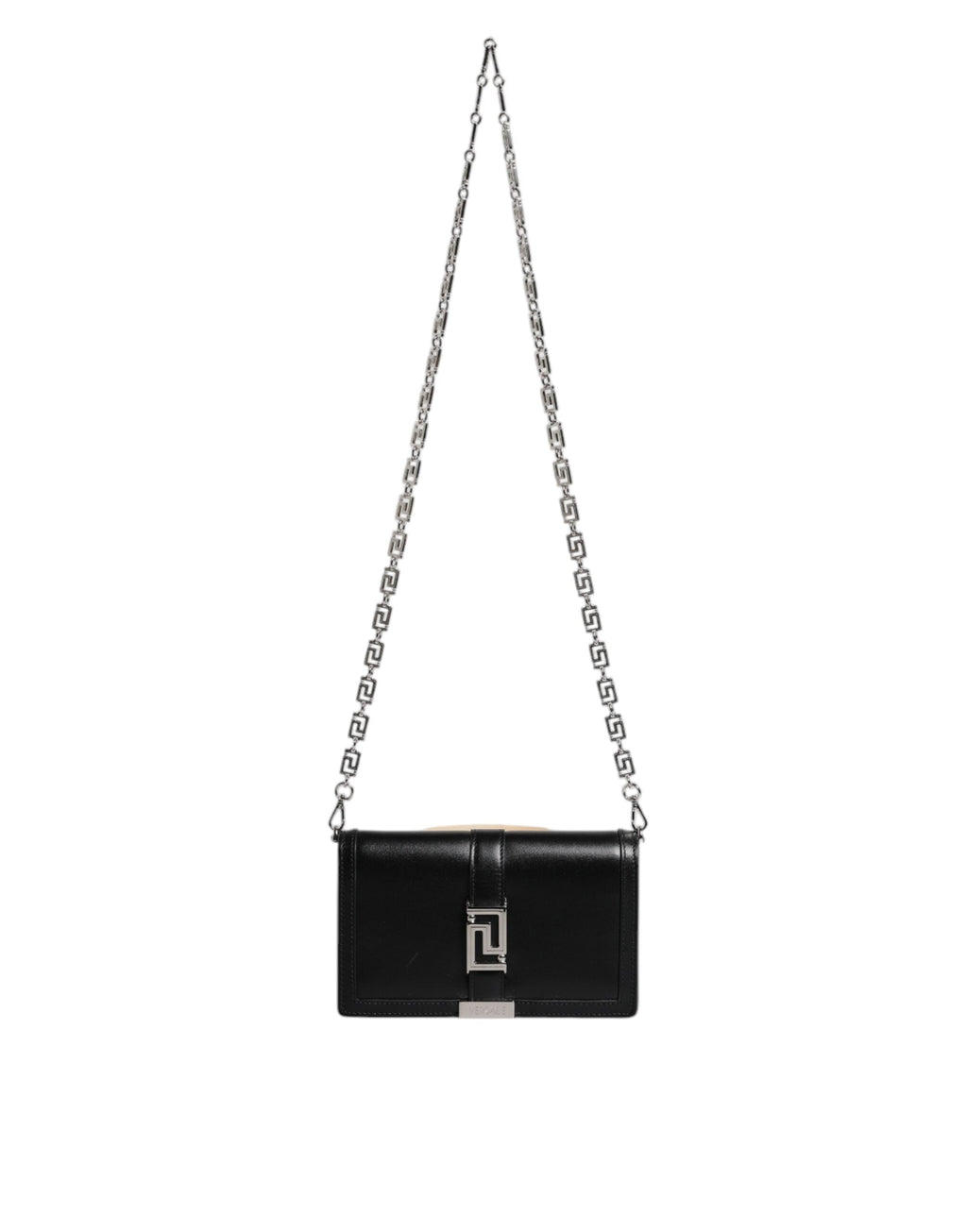 Versace Black Calfskin Leather Chain Strap Shoulder Crossbody Women's Bag