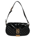 Versace Black Calf Leather Quilted Shoulder Strap Women's Bag