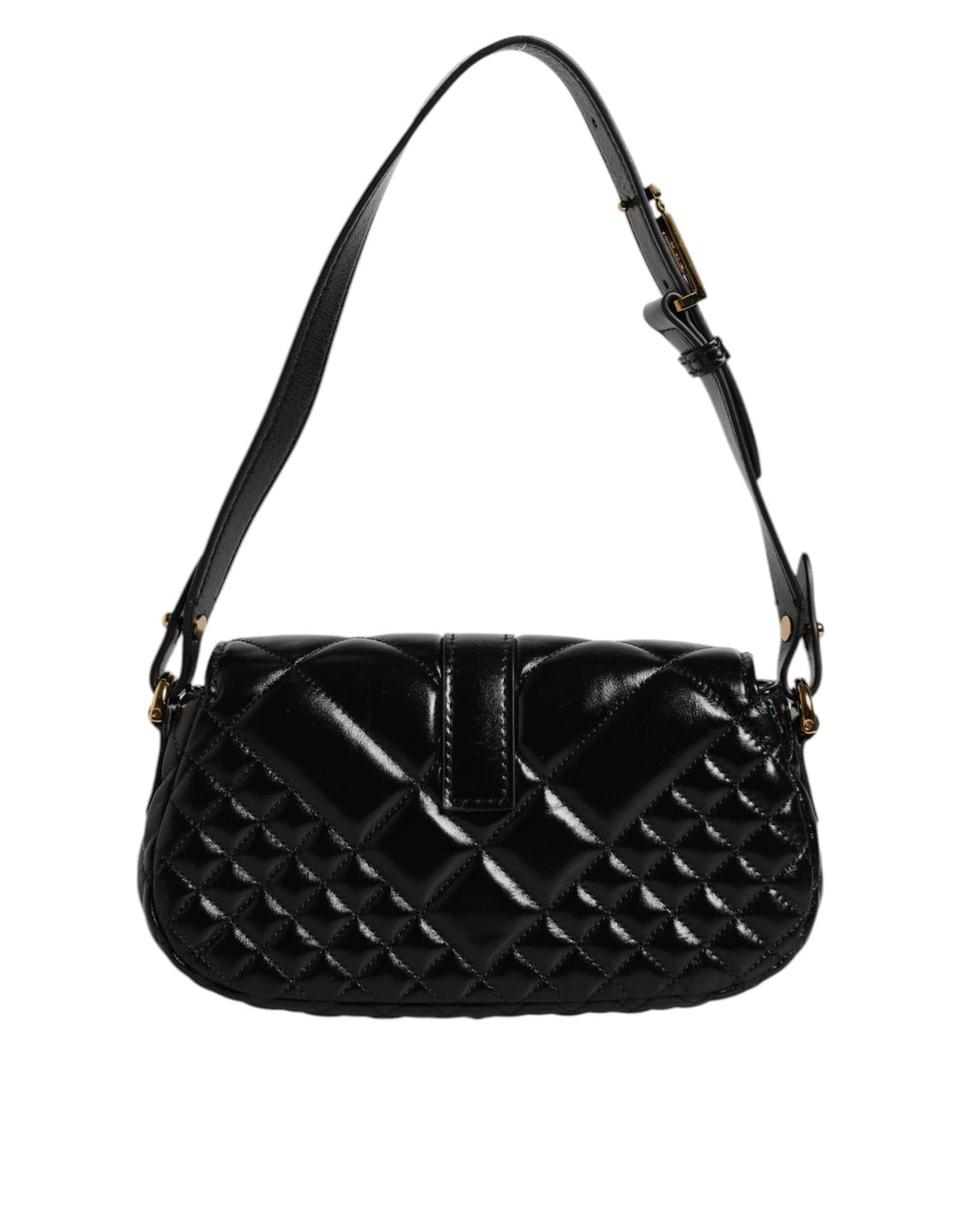 Versace Black Calf Leather Quilted Shoulder Strap Women's Bag