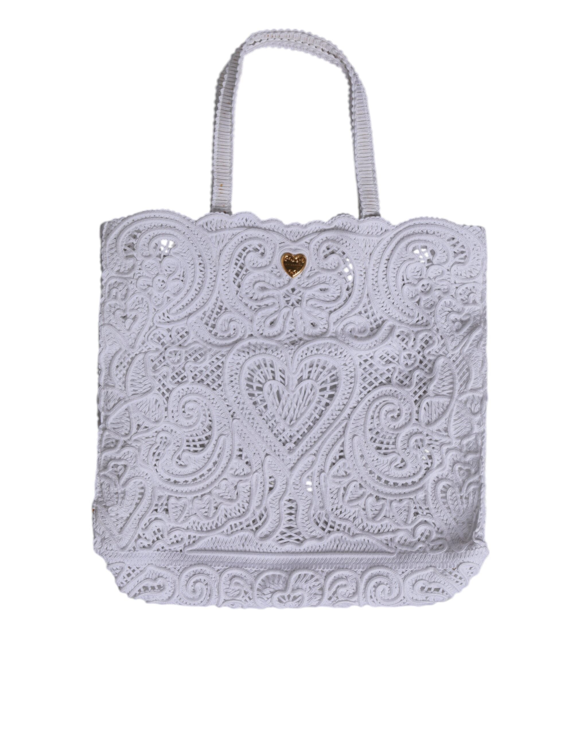 Dolce & Gabbana White Cordonetto Lace Beatrice Tote Shopping Women's Bag ( )