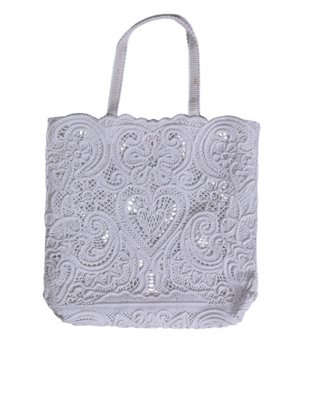 Dolce & Gabbana White Cordonetto Lace Beatrice Tote Shopping Women's Bag ( )