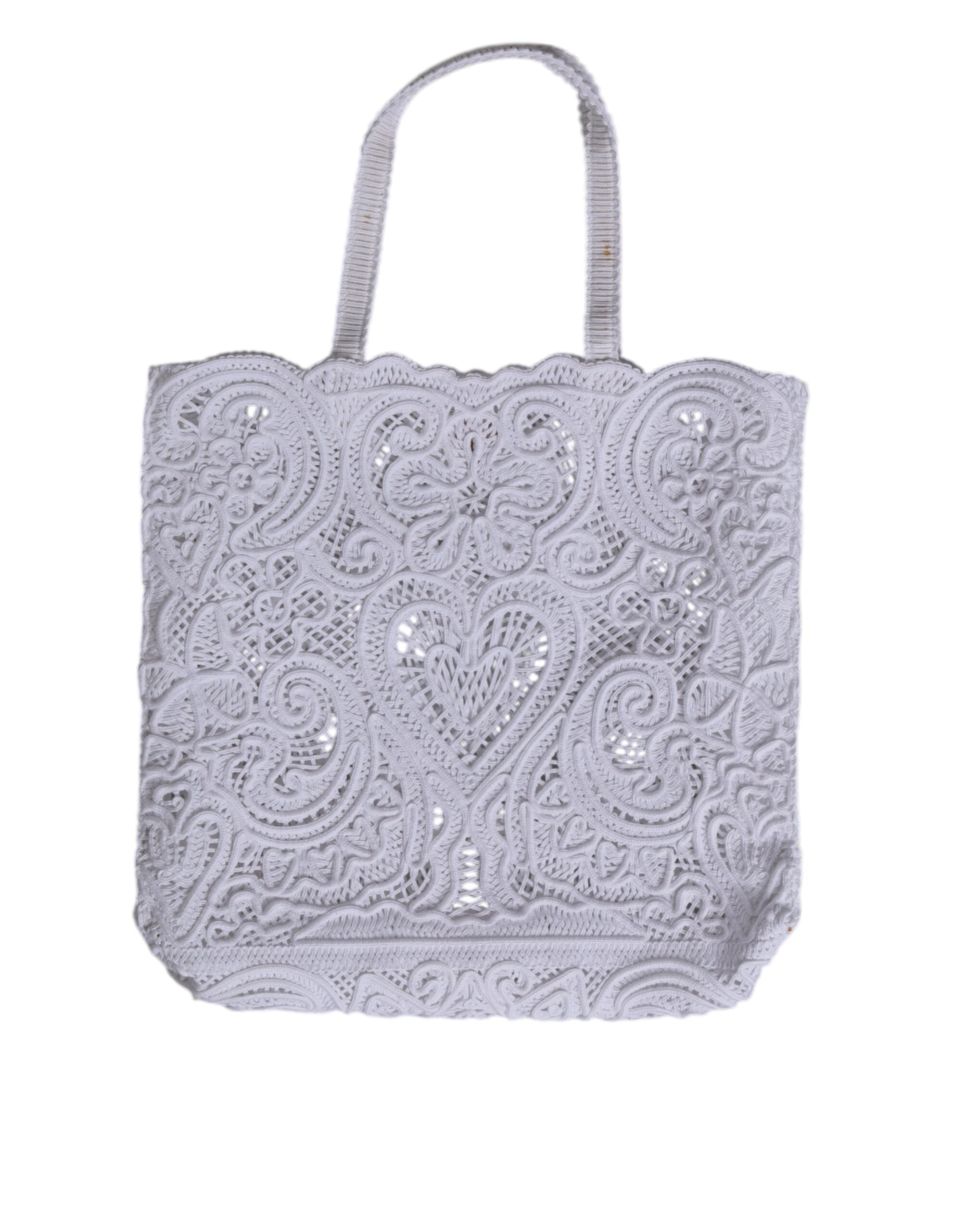 Dolce & Gabbana White Cordonetto Lace Beatrice Tote Shopping Women's Bag ( )