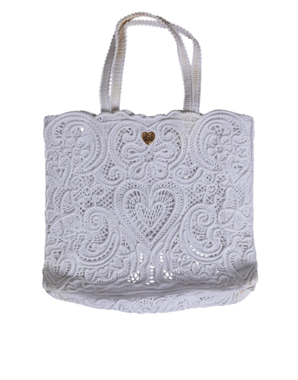 Dolce & Gabbana White Cordonetto Lace Beatrice Tote Shopping Women's Bag ( )