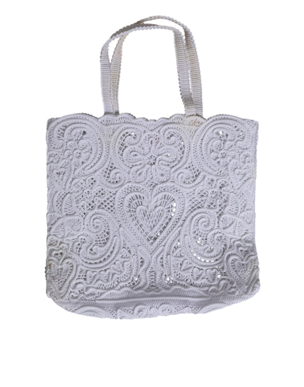 Dolce & Gabbana White Cordonetto Lace Beatrice Tote Shopping Women's Bag ( )