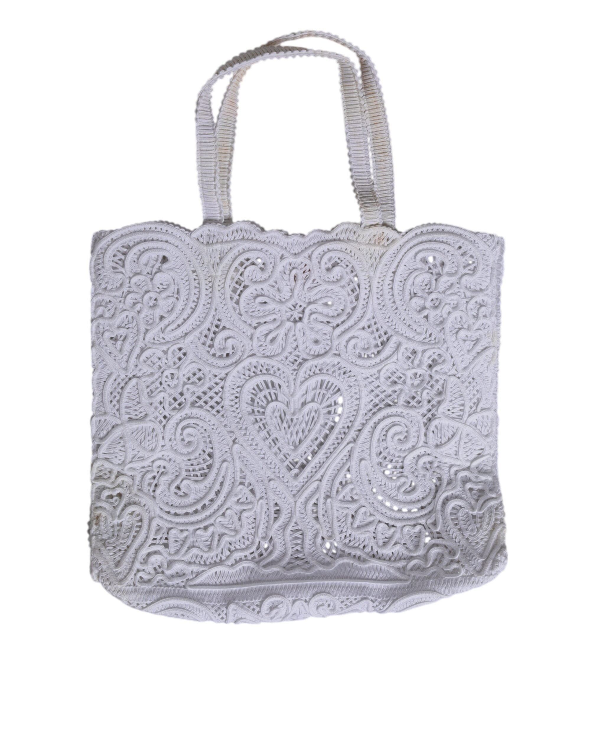Dolce & Gabbana White Cordonetto Lace Beatrice Tote Shopping Women's Bag ( )