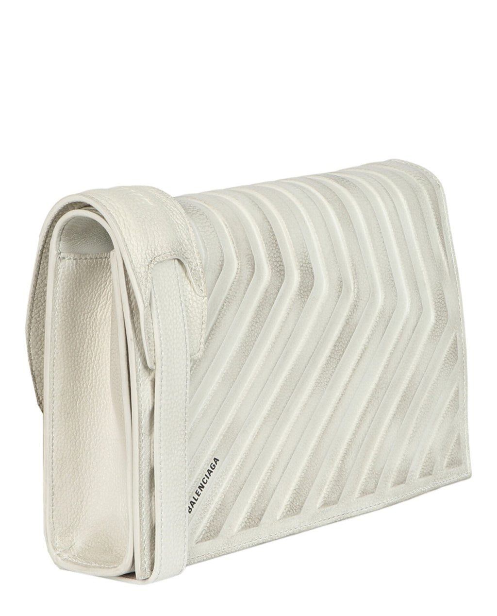 Balenciaga Mens Distressed Grained Calfskin Embossed Car Flap Bag