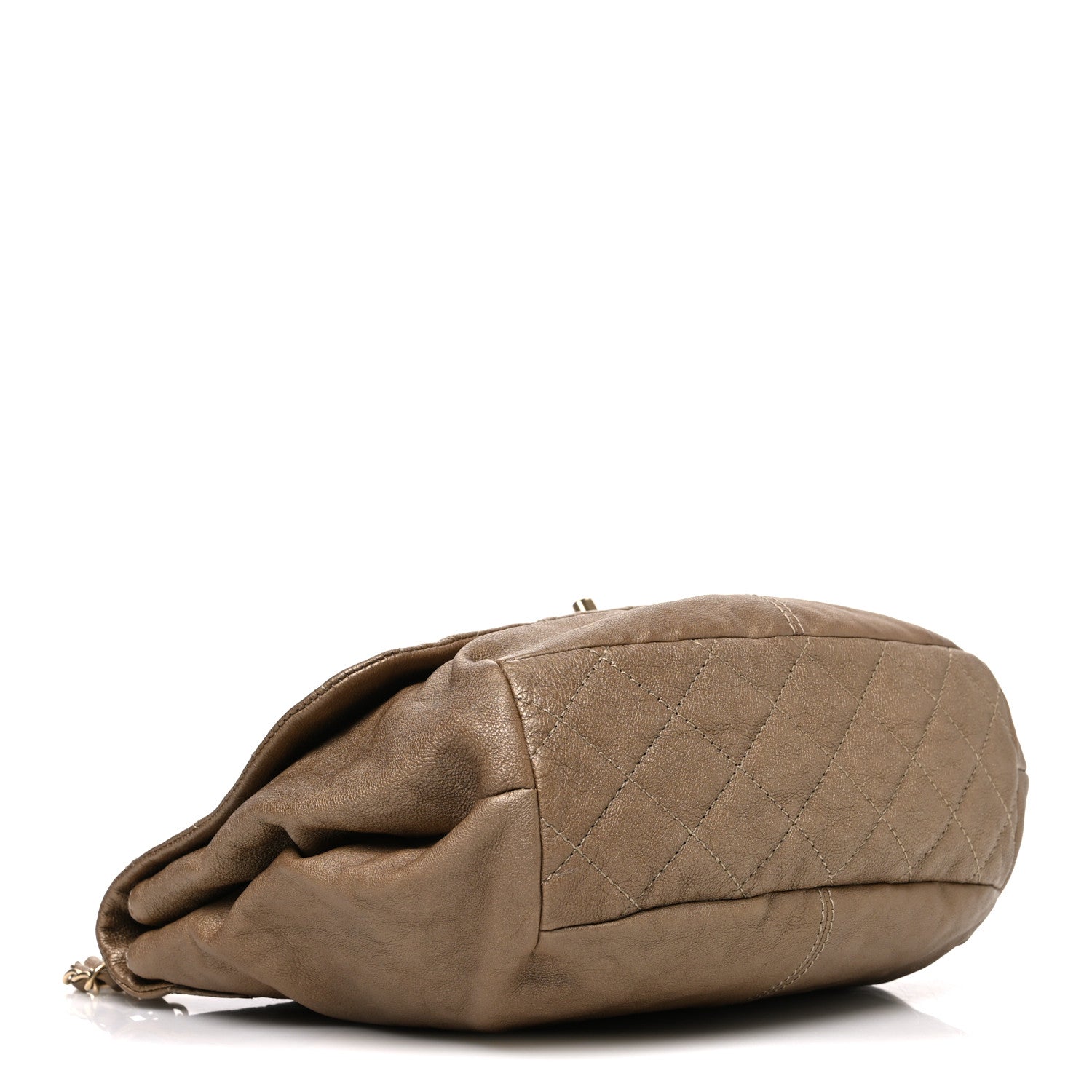 Metallic Calfskin Quilted Trianon Small Messenger Flap Gold
