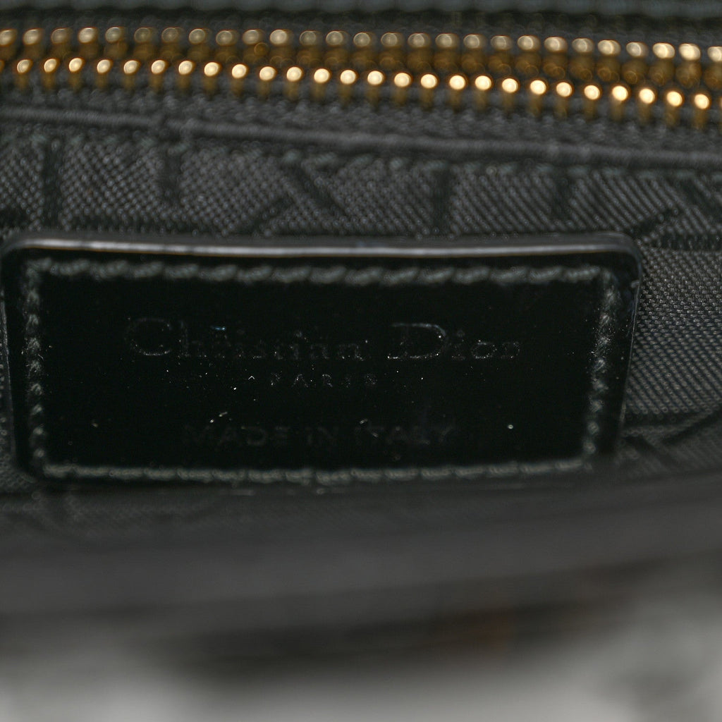 Patent Cannage Mini Lady Dior Black