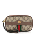 GG Supreme Monogram Ophidia Phone Case Wristlet Brown