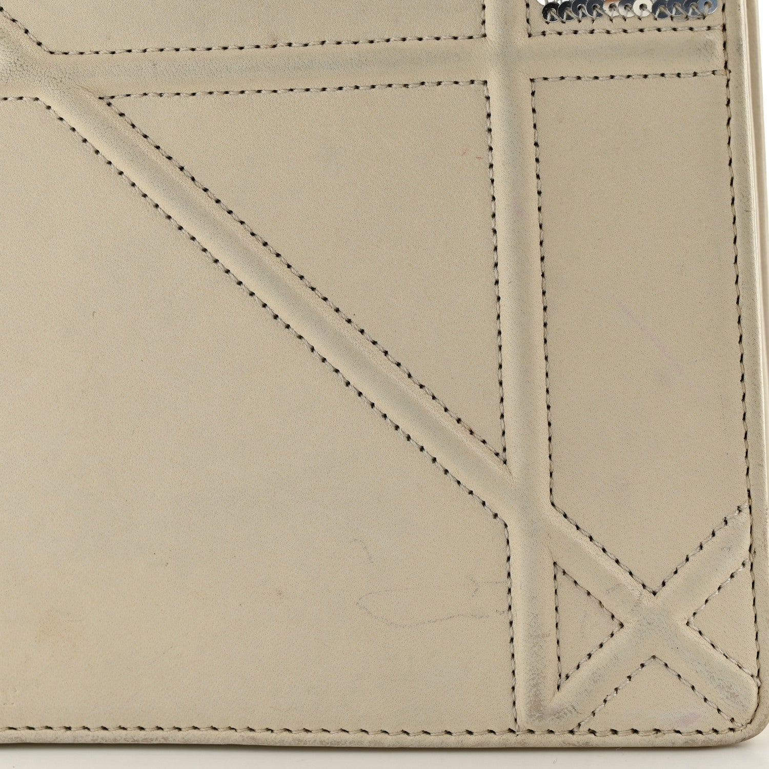 Lambskin Sequin Medium Diorama Flap Bag White