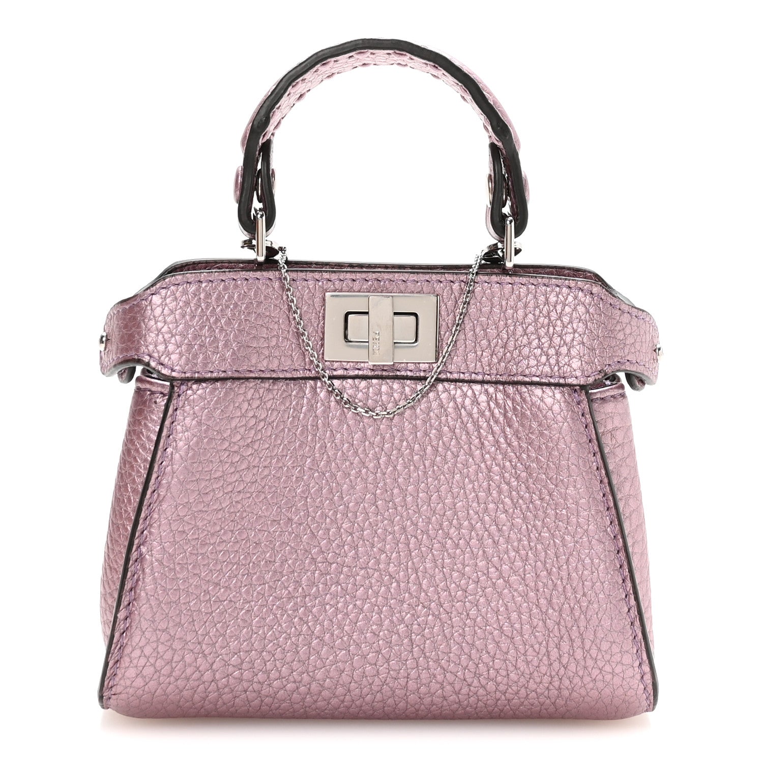 Metallic Cuoio Romano Selleria Nano Peekaboo Satchel Purple