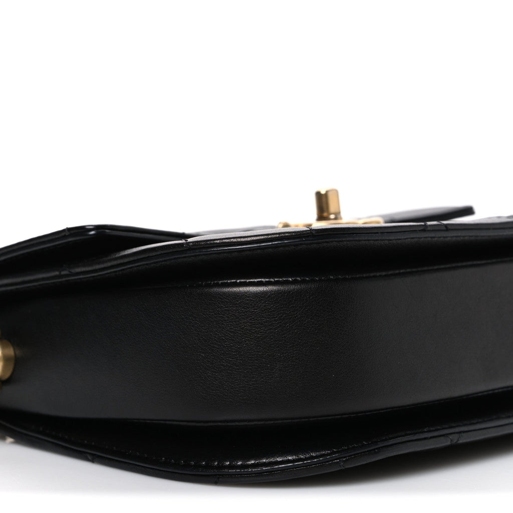 Calfskin Quilted Moon Messenger Black