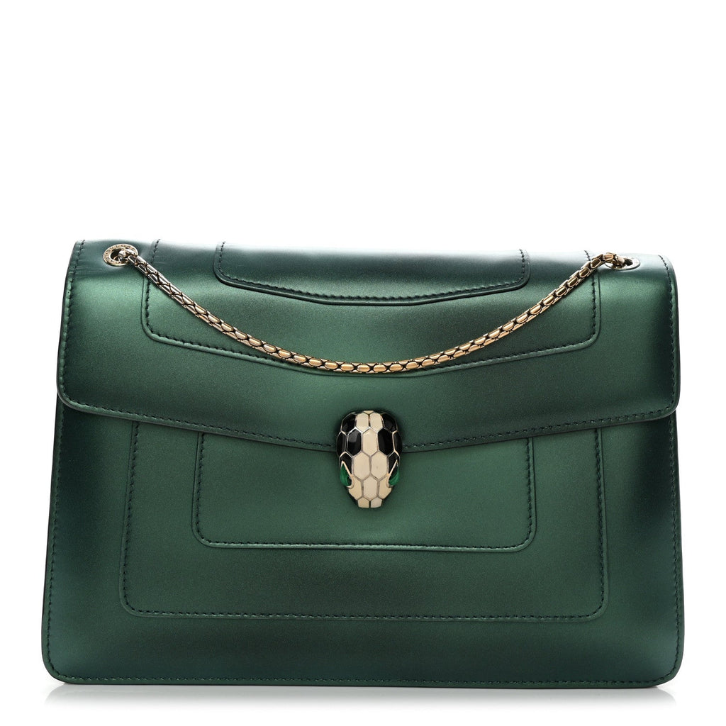 Iridescent Calfskin Serpenti Forever Shoulder Bag Emerald Green
