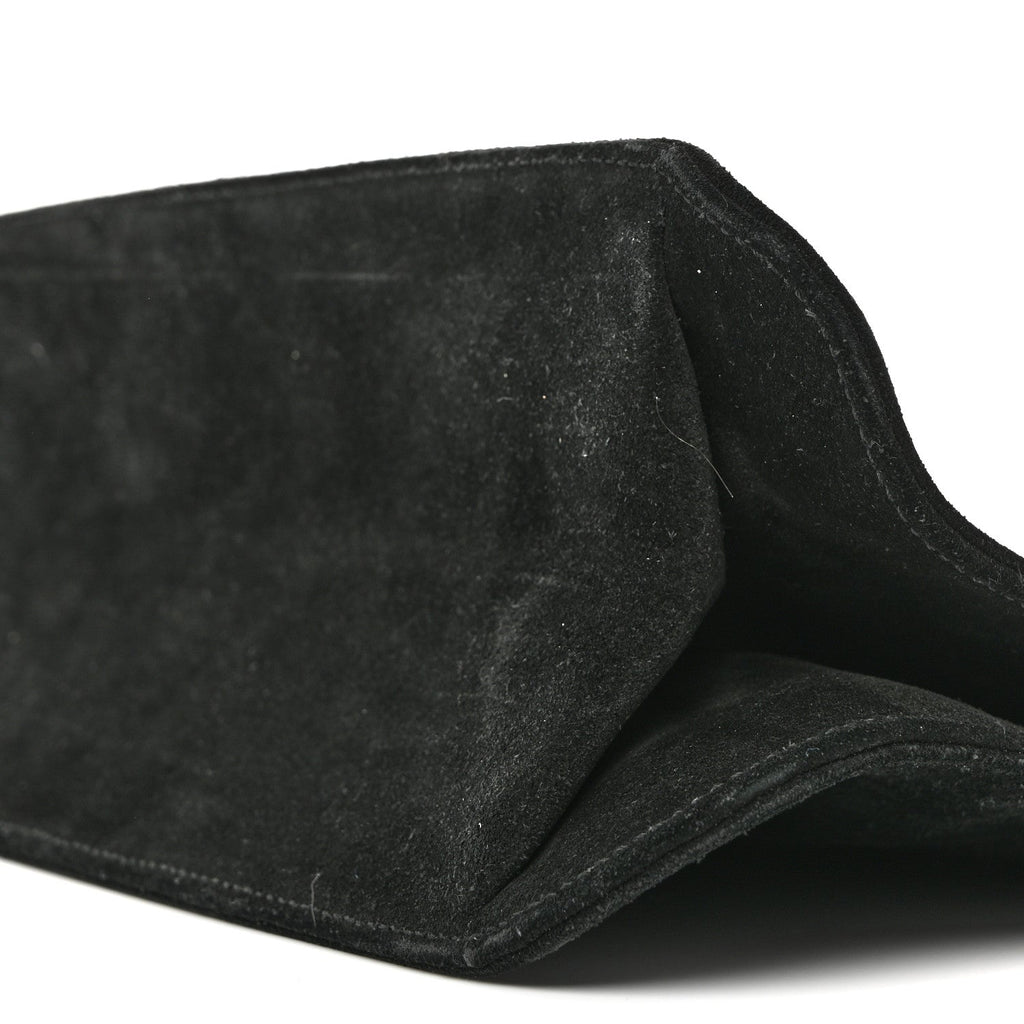 Suede Logo Shoulder Bag Black