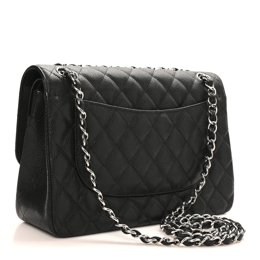 Caviar Quilted Jumbo Double Flap Black