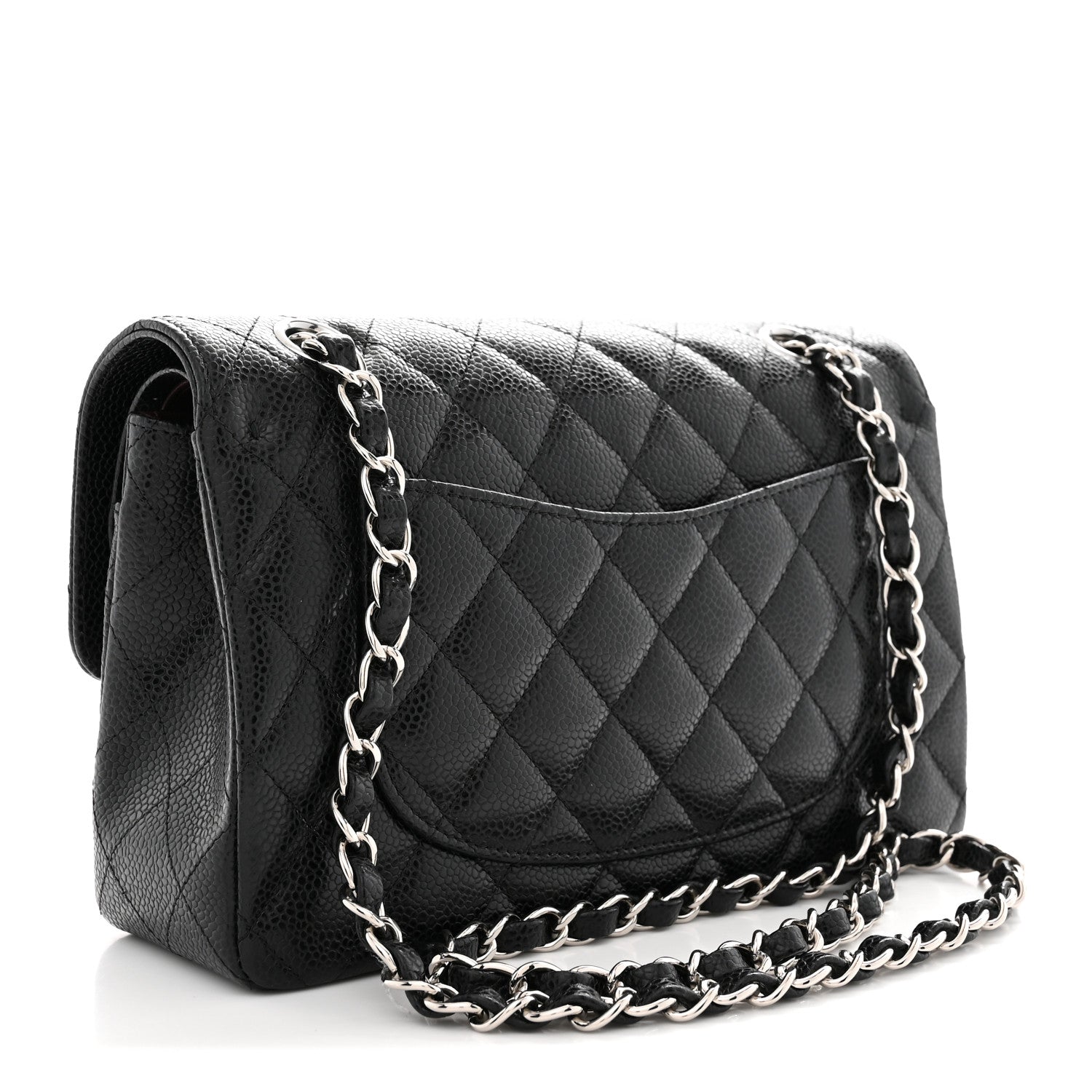 Caviar Quilted Small Double Flap Black