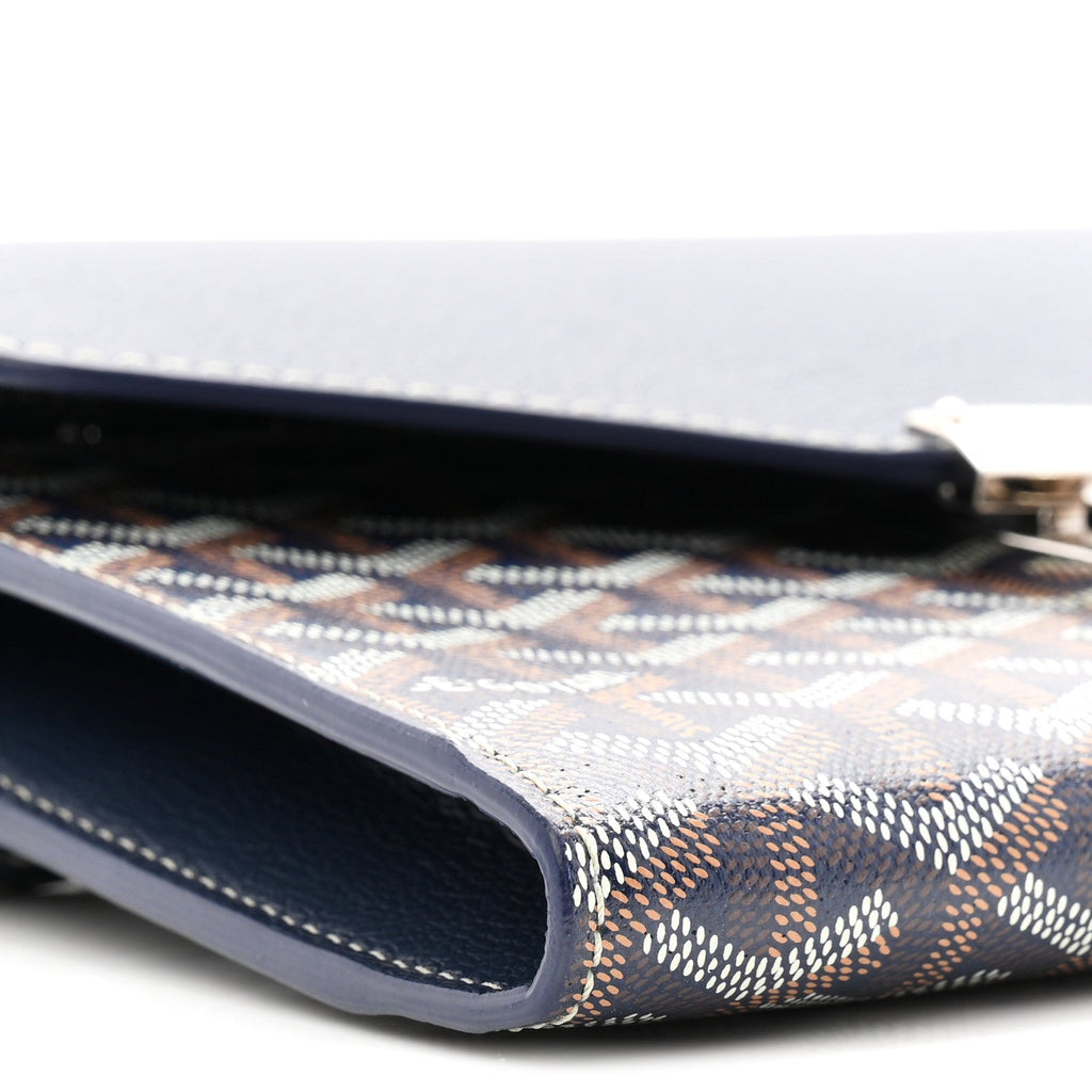 Goyardine Calfskin Chypre Wallet Pouch Navy
