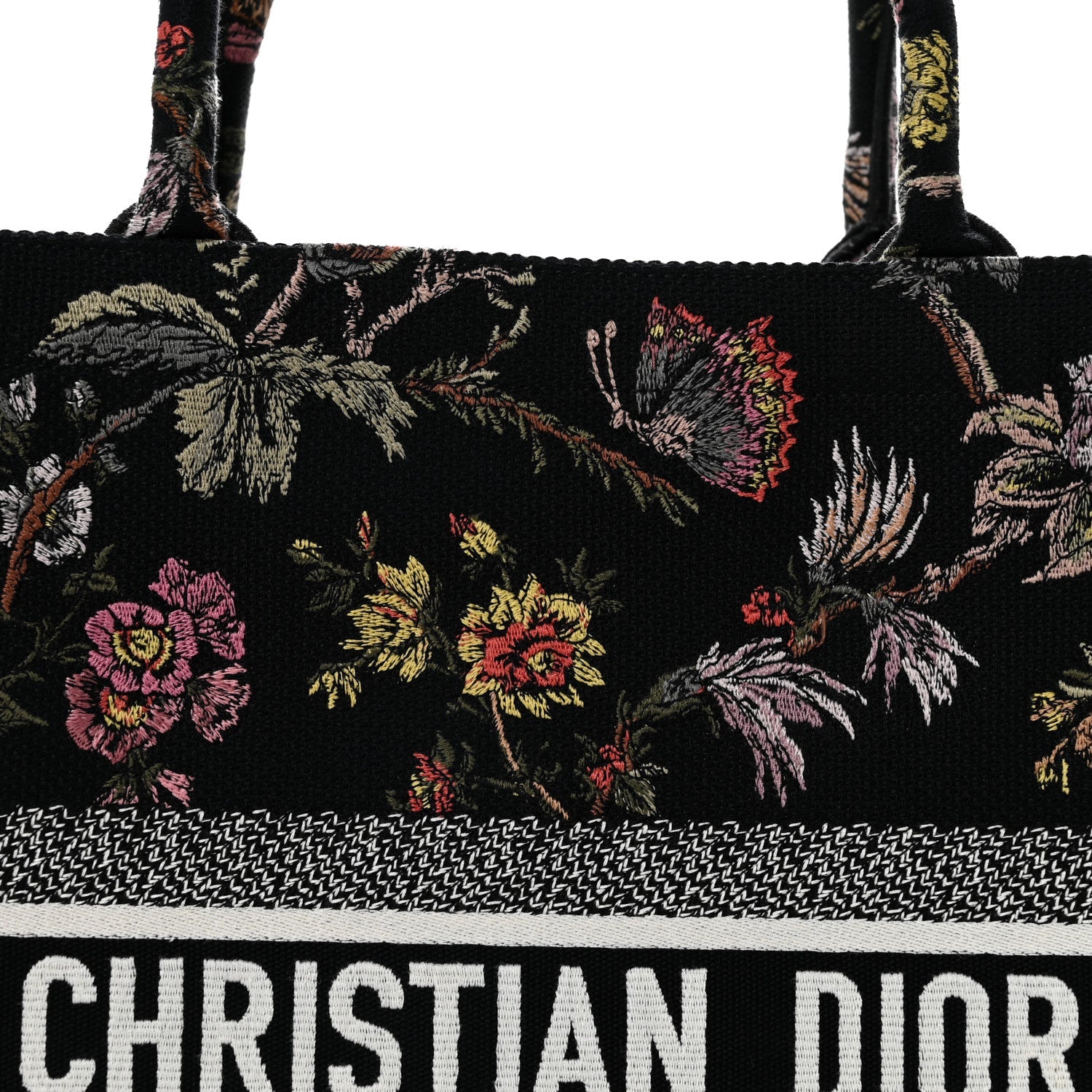Canvas Jardin Botanique Embroidered Large Book Tote Black Multicolor
