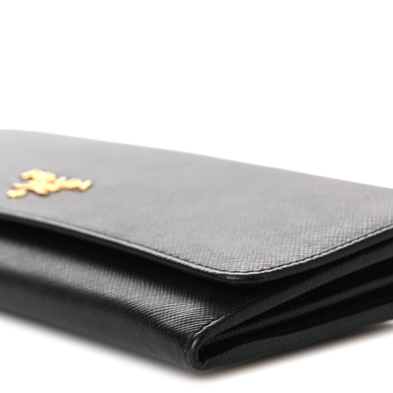 Saffiano Metal Oro Chain Wallet Black
