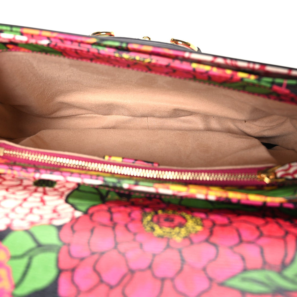 X KEN SCOTT New Shangai Calfskin Pomponica Print Horsebit 1955 Shoulder Bag  Multicolor Fuxia Pompon